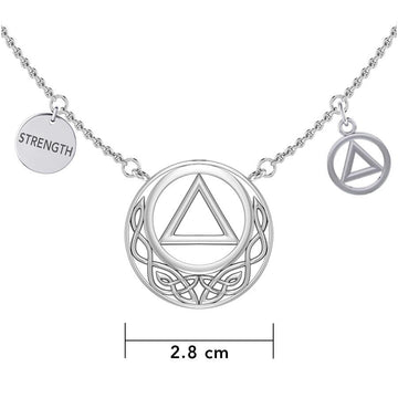 Strength AA Recovery with Celtic Silver Necklace TNC553 - Jewelry